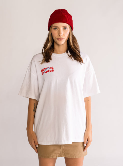 Endless Tropics Oversized Playera, Blanco