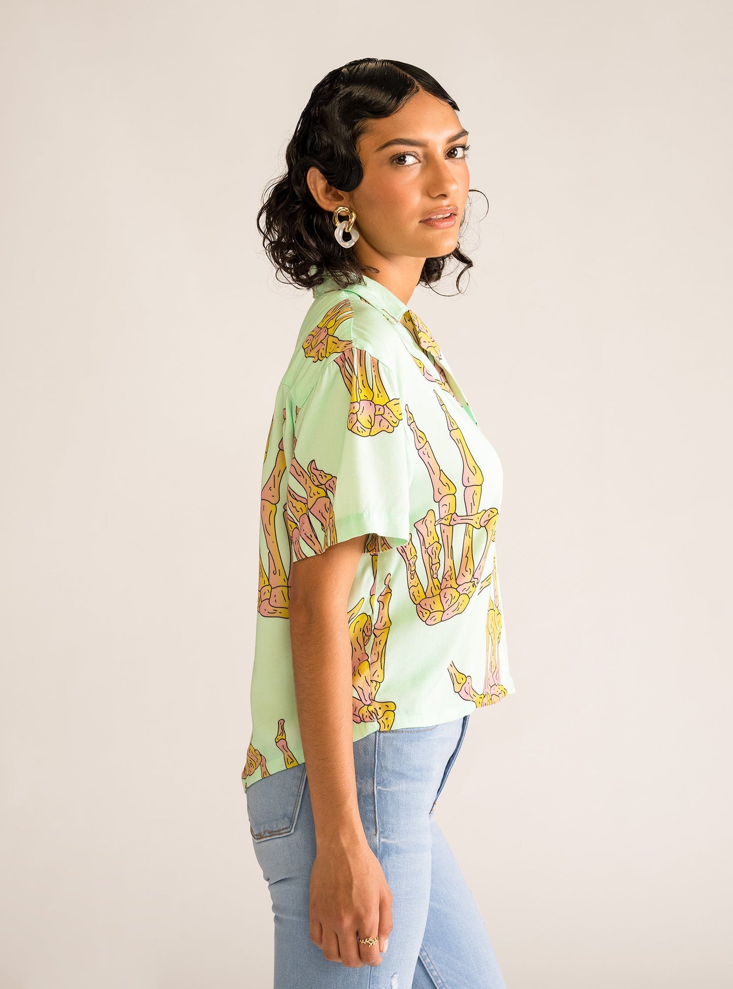 Skeleton Resort Blouse, Verde Claro