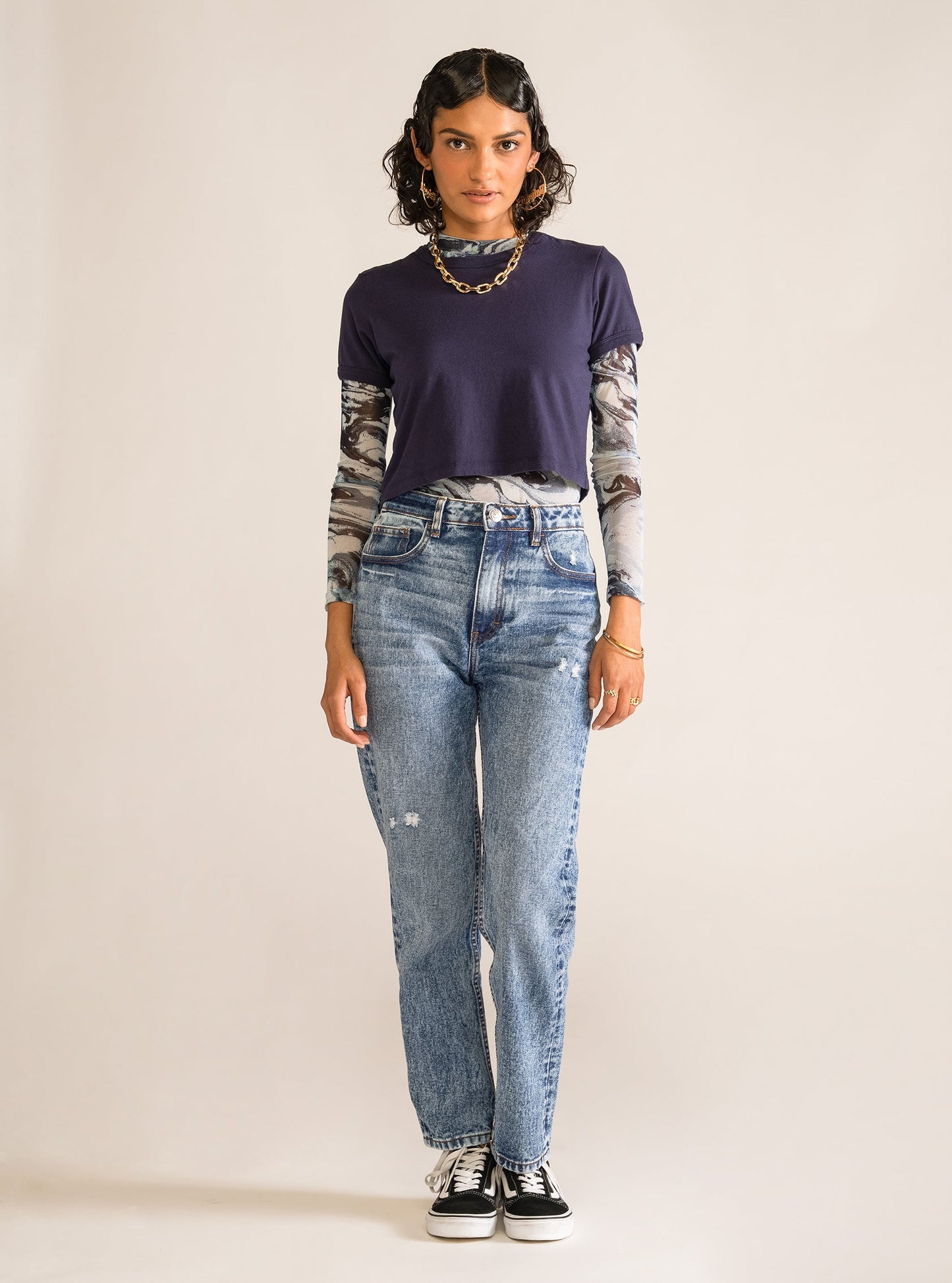 Trippy Vintage Mom Jeans, Azul Claro