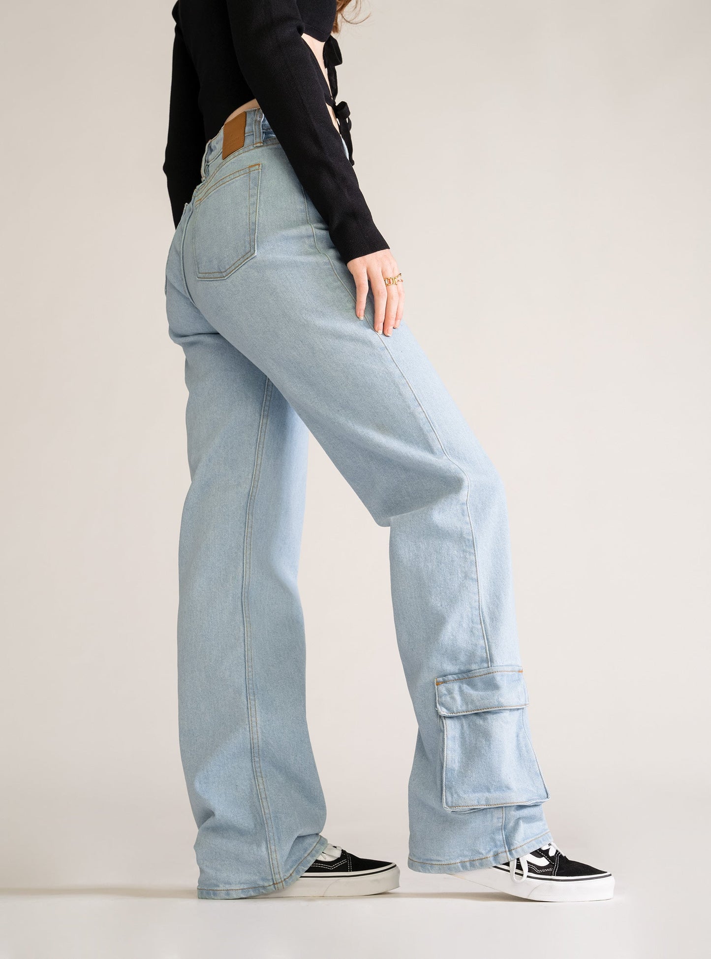 Soda Pop Cargo Straight Jeans, Celeste