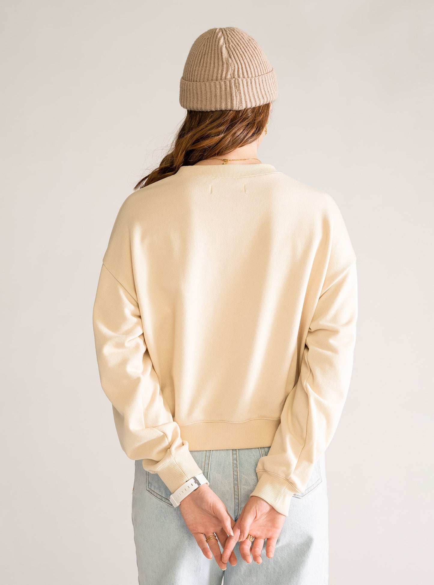 Beige Basic Crew Neck