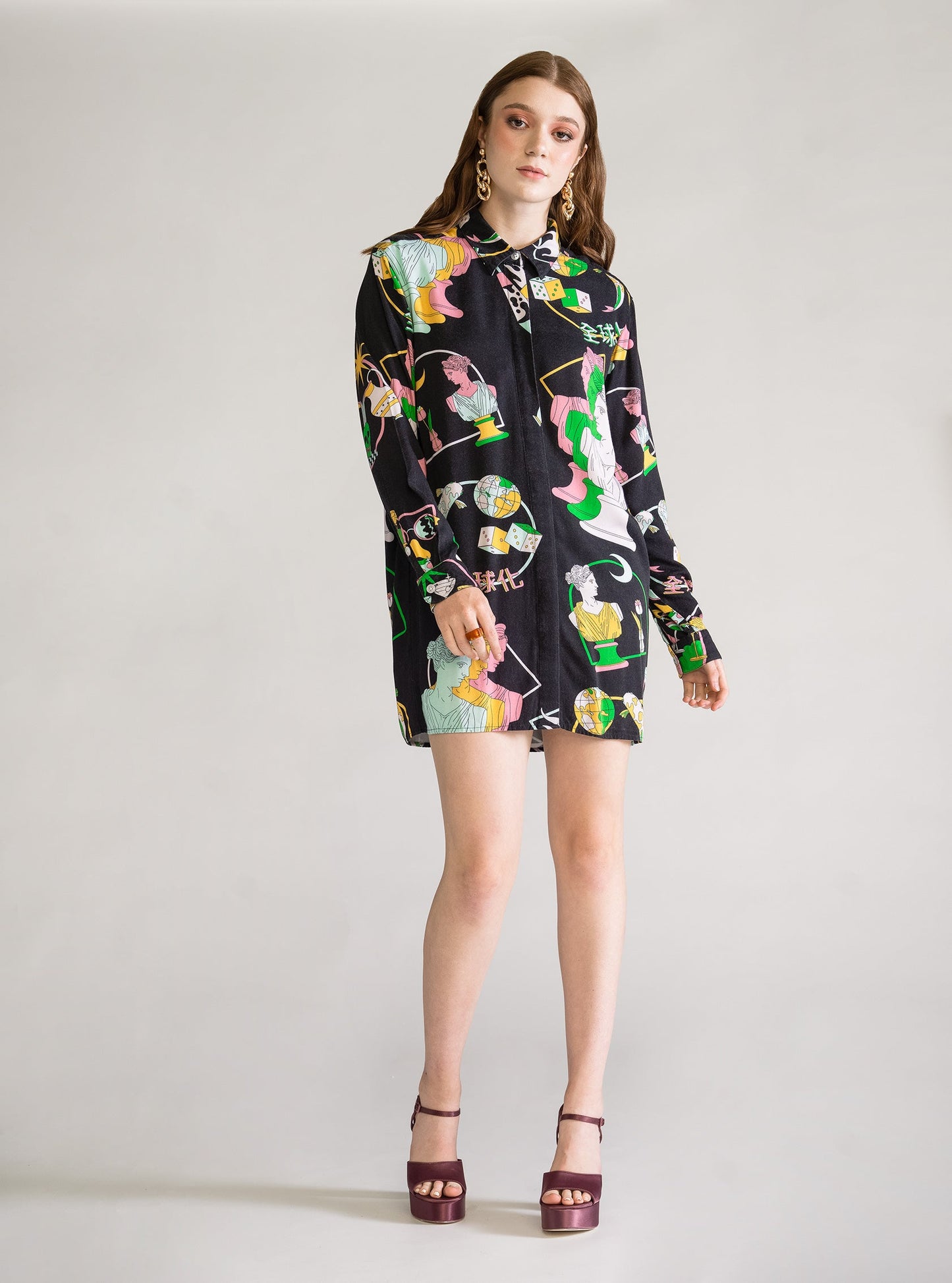 Neon Greek Blouse, Negro