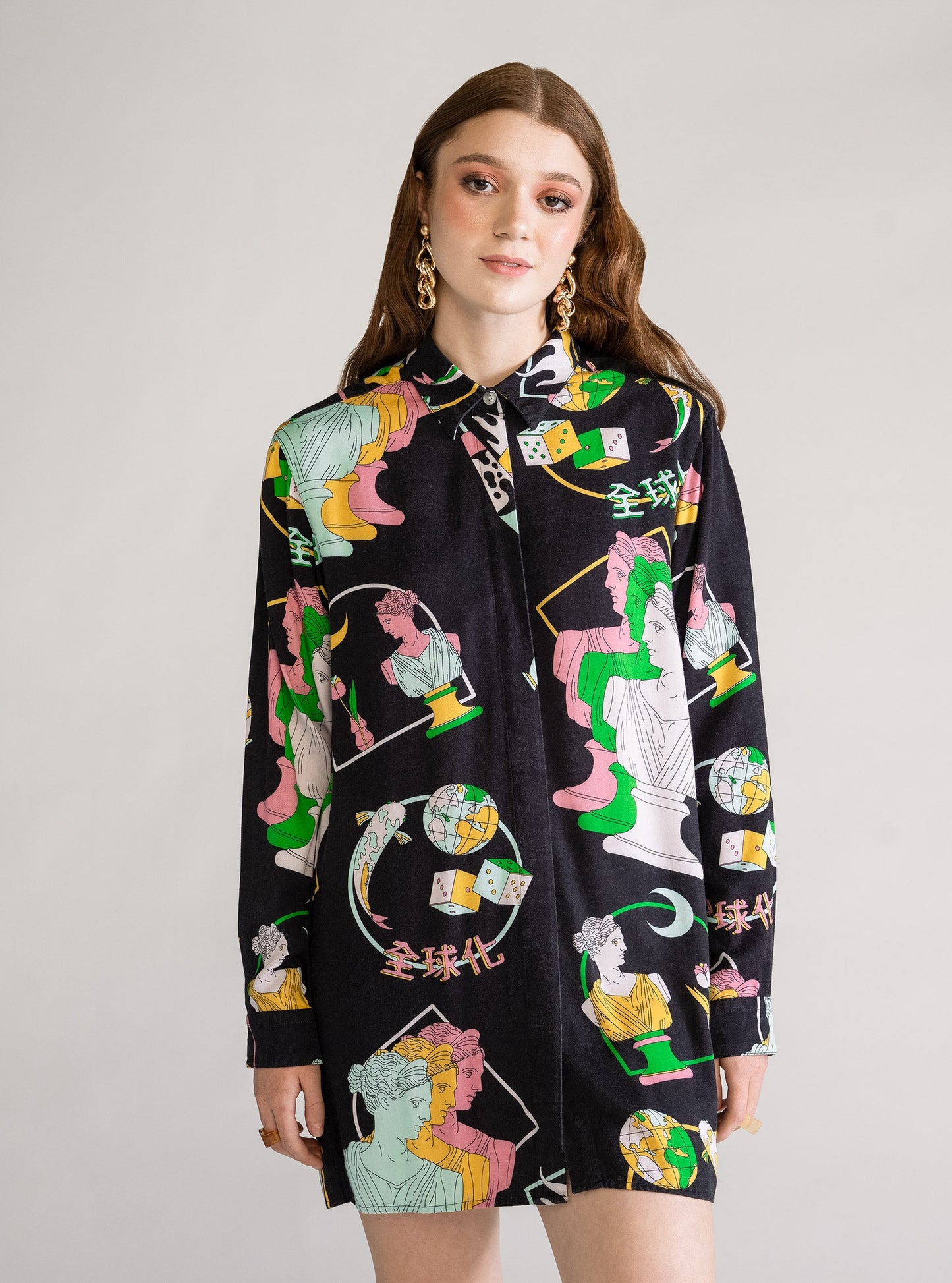 Neon Greek Blouse, Negro