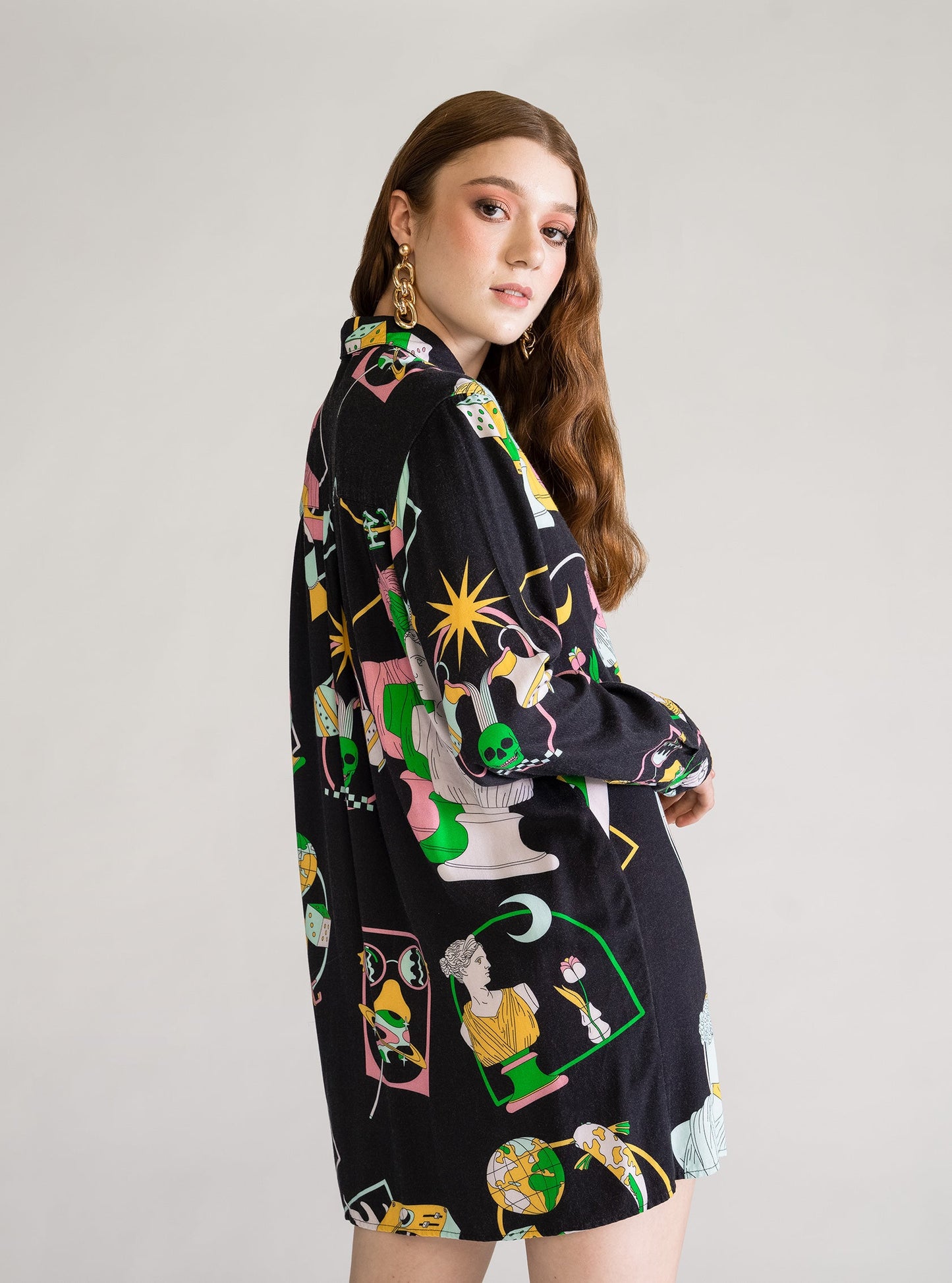 Neon Greek Blouse, Negro