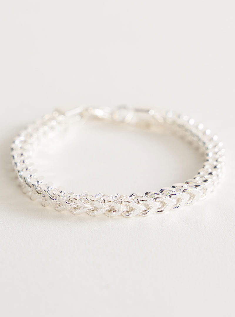 Curve Cuban Bracelet, Plateado