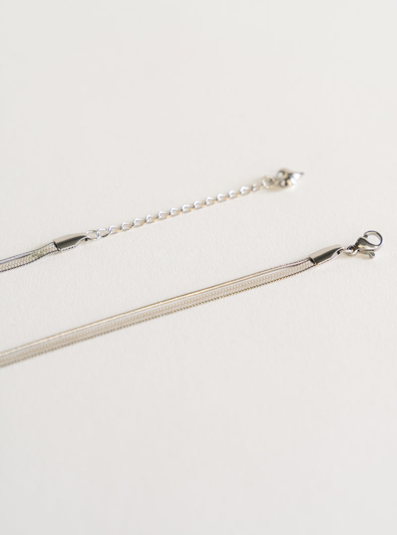 Double Tail Snake Chain, Plateado