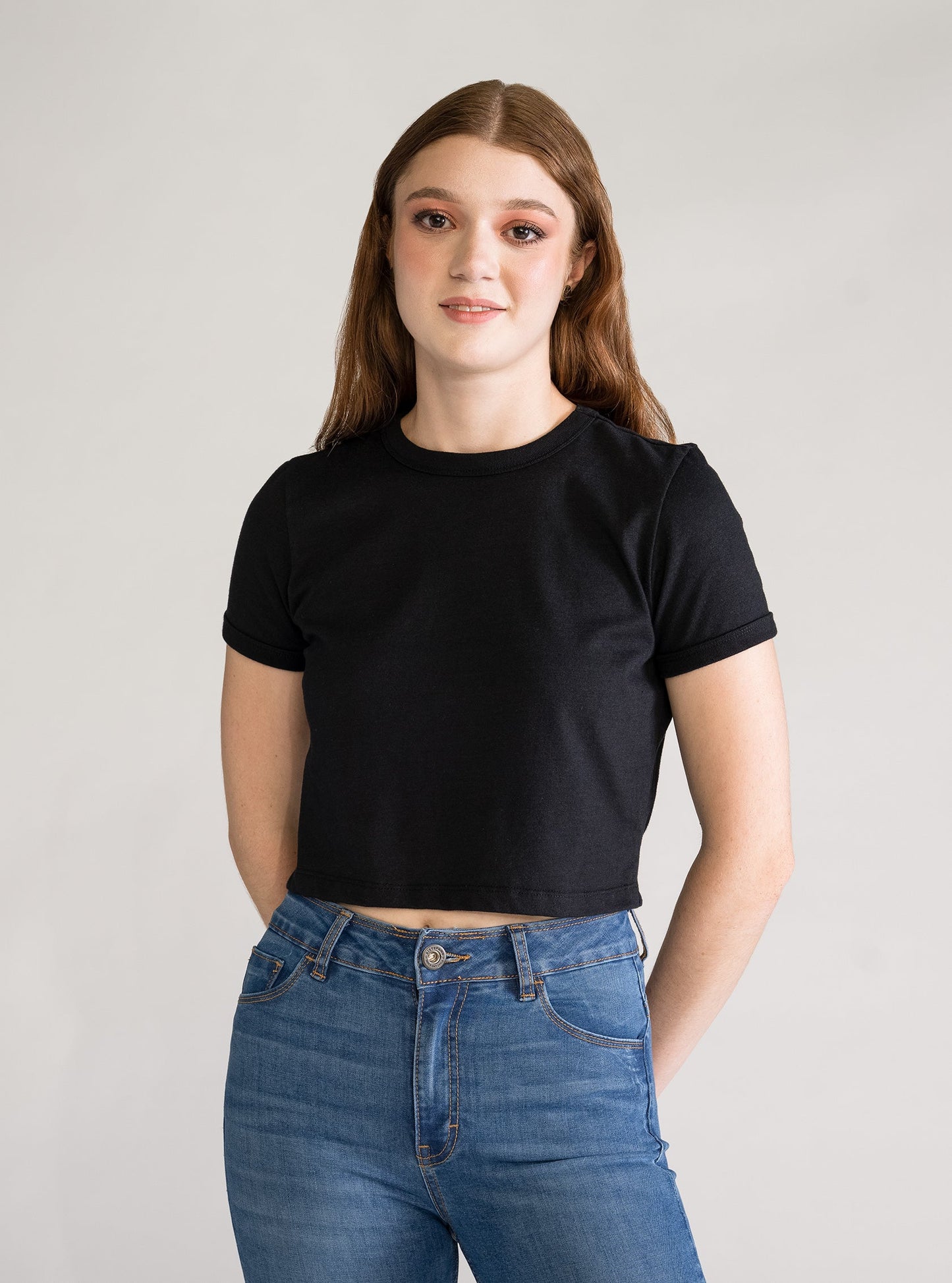 Cropped Basic Tee, Negro
