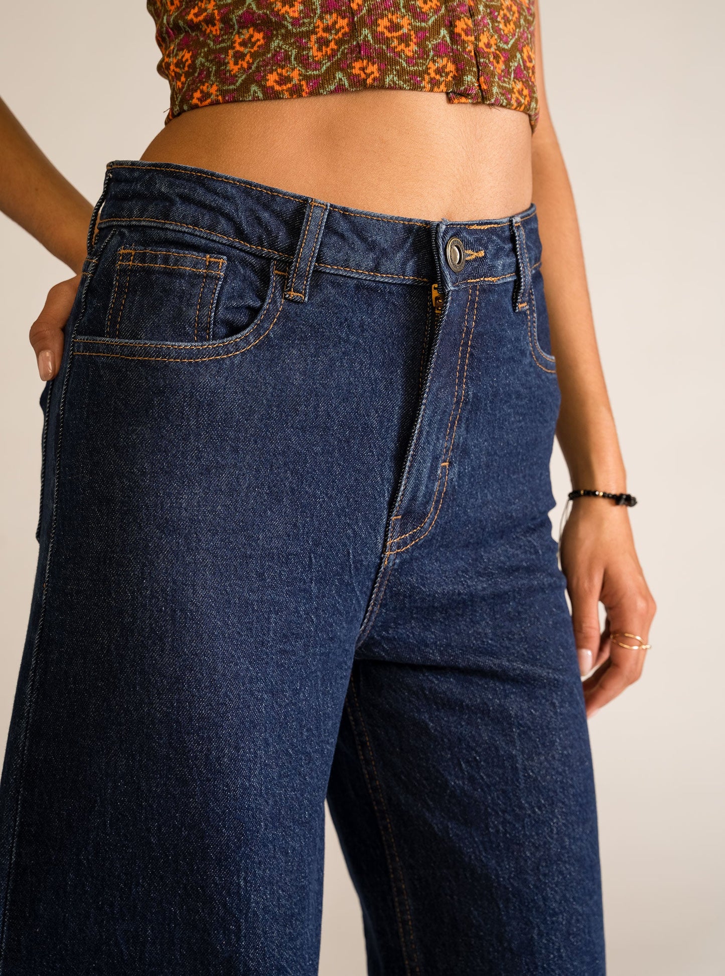 Happier Than Ever Wide Leg Jeans, Azul Obscuro