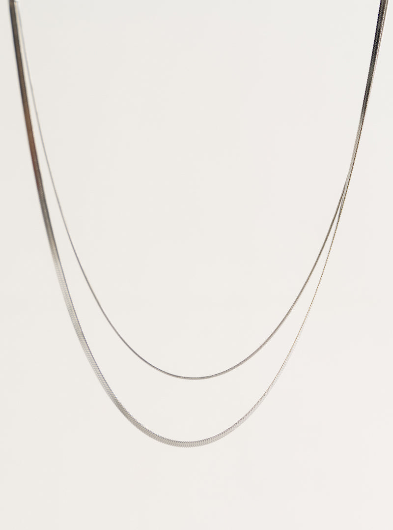 Double Tail Snake Chain, Plateado
