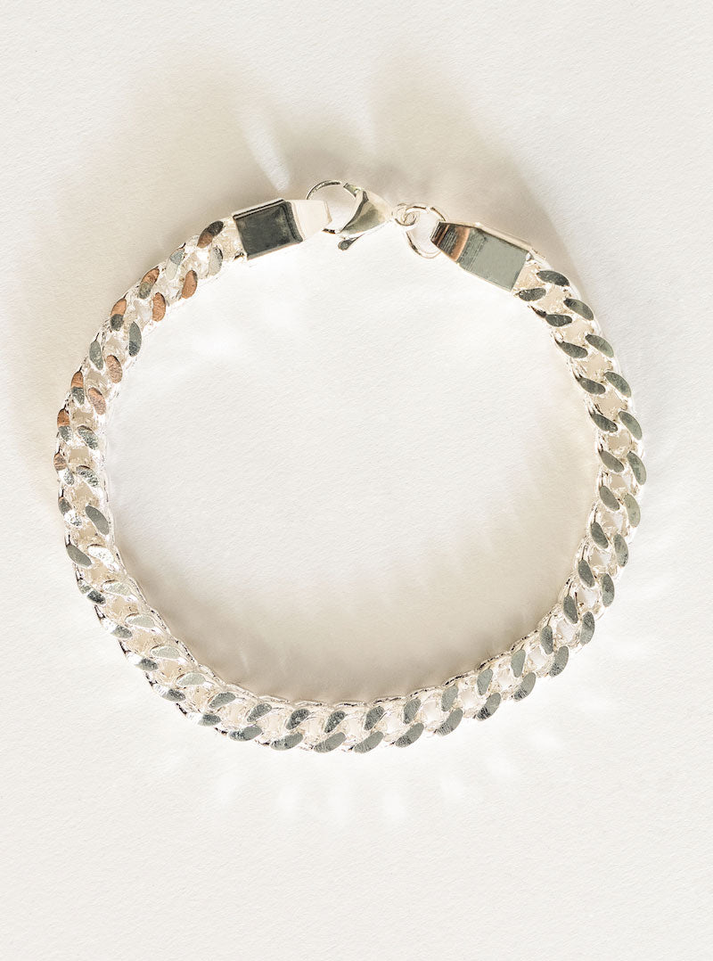 Curve Cuban Bracelet, Plateado