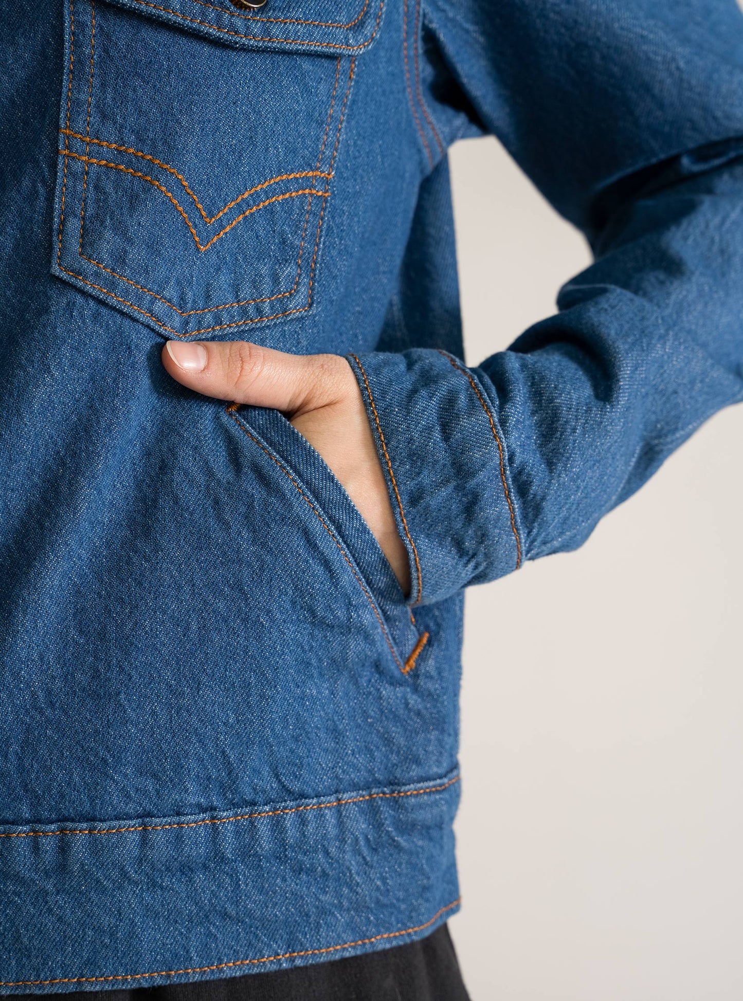 Basic Cowgirl Denim Jacket, Azul Claro