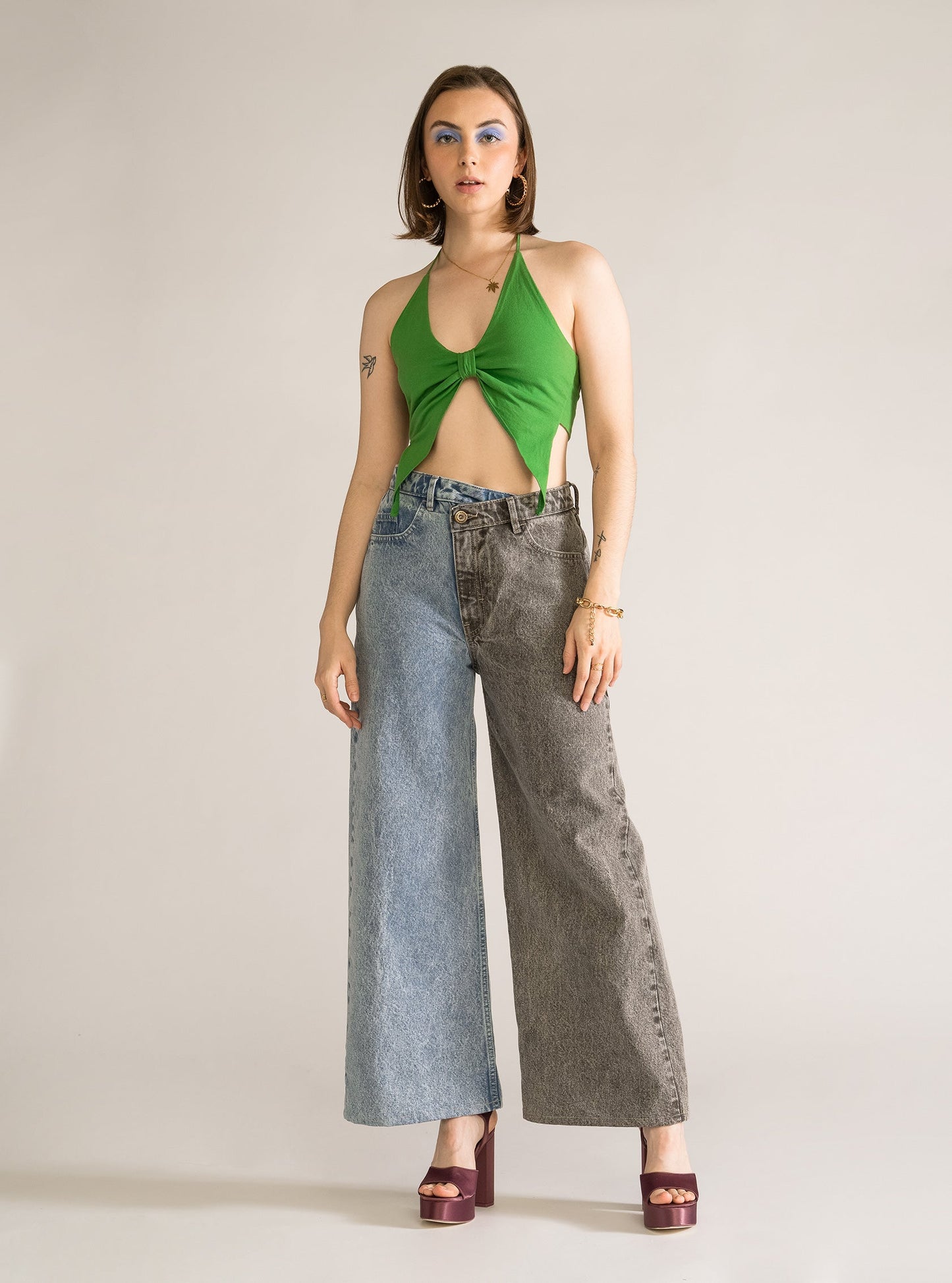 Tied Center Top, Verde Claro