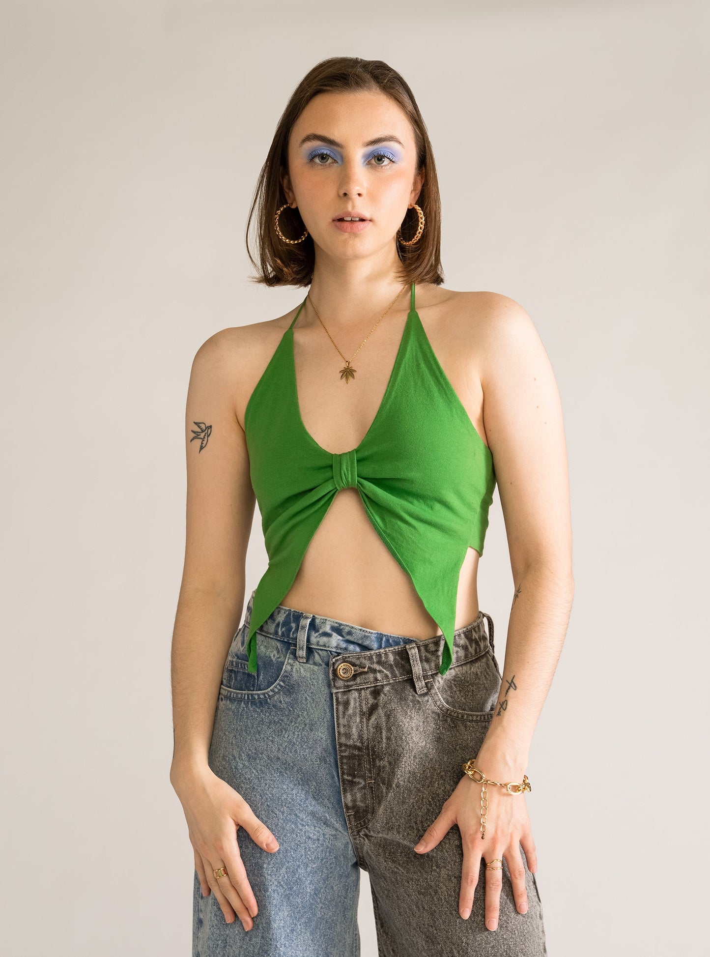 Tied Center Top, Verde Claro