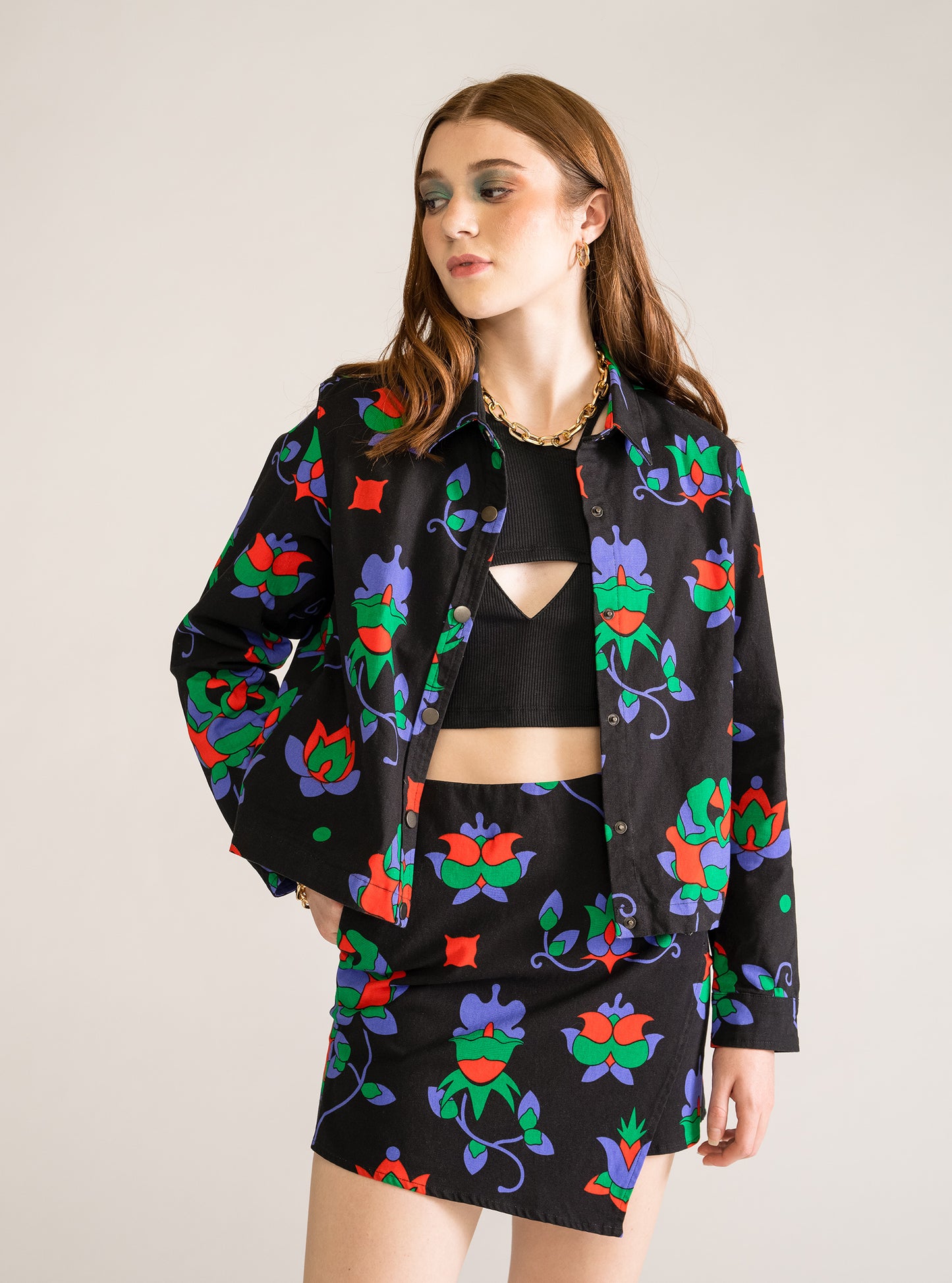 Dark Flower Jacket, Negro