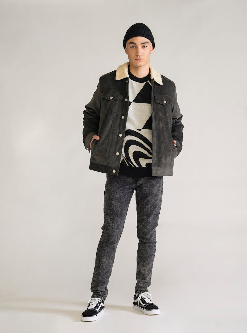 Warped Chess Sweater, Negro