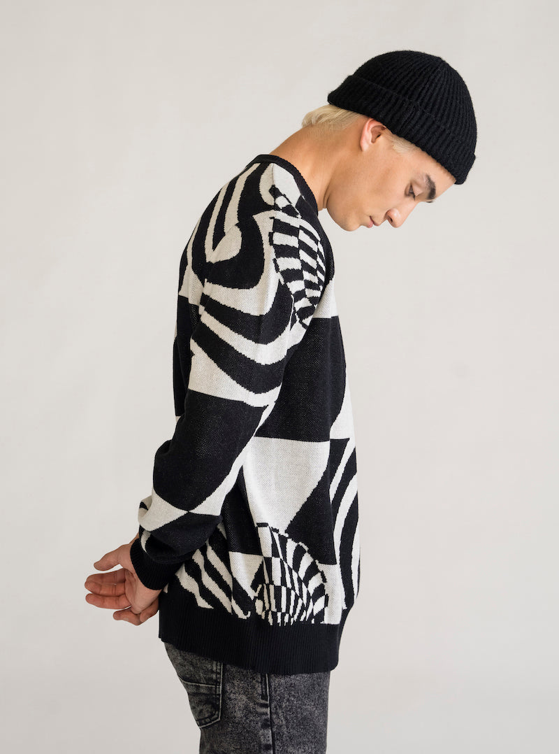Warped Chess Sweater, Negro