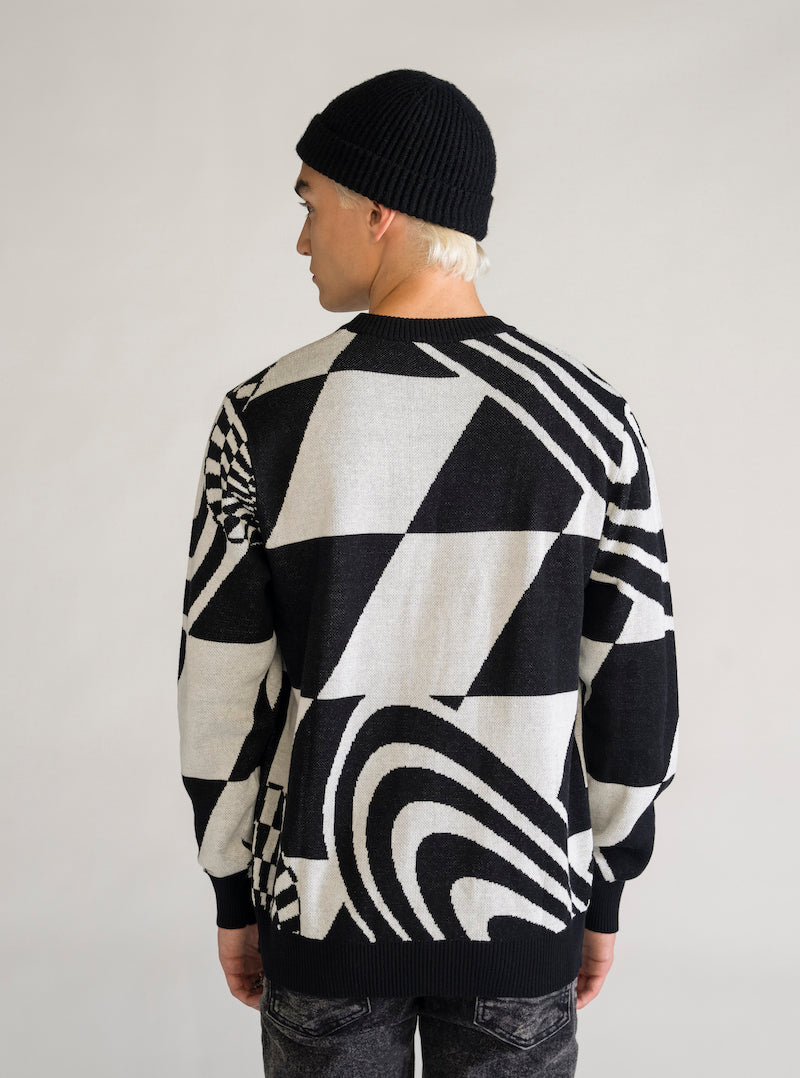 Warped Chess Sweater, Negro