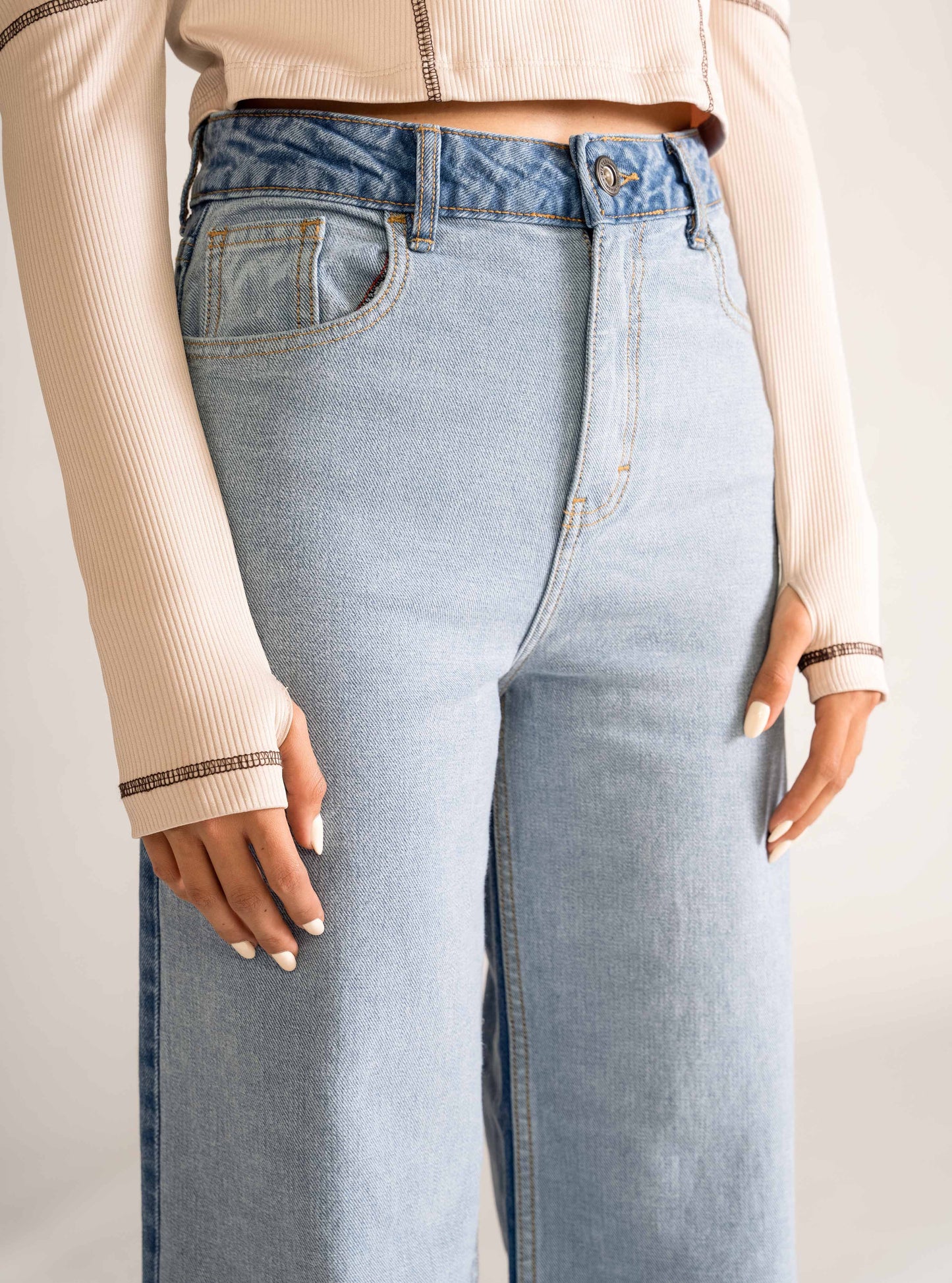 More Than Words Wide Leg Jeans, Celeste