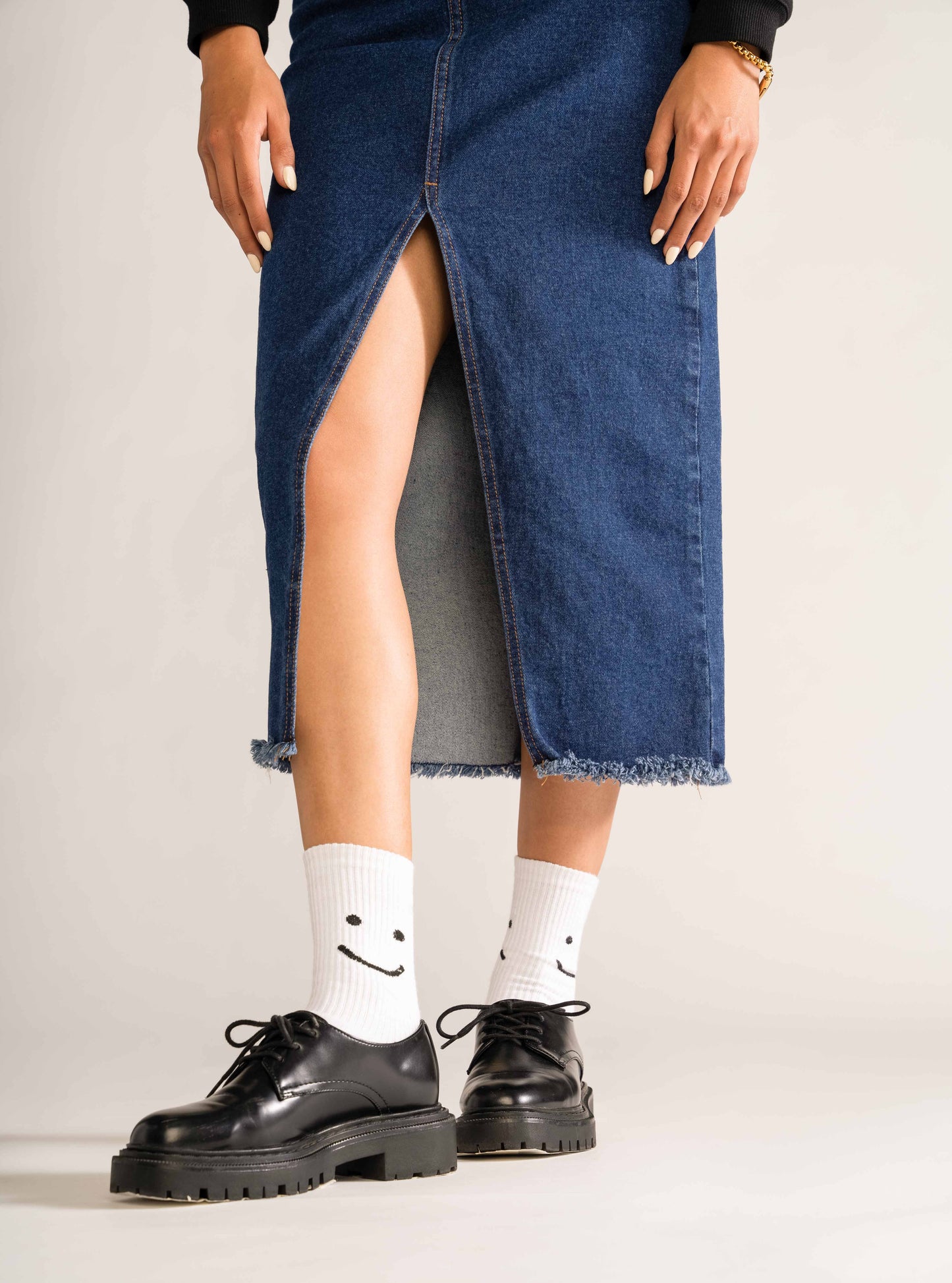 Candace Long Skirt Denim, Azul Obscuro