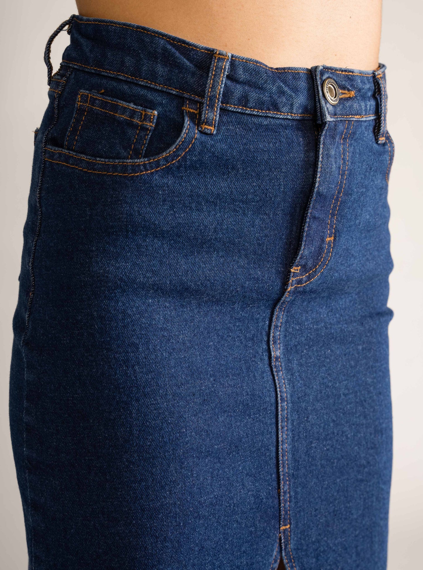 Candace Long Skirt Denim, Azul Obscuro