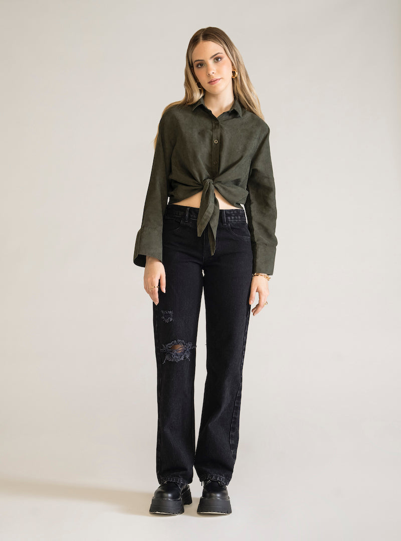 At The End Of The Night Straight Jeans, Negro
