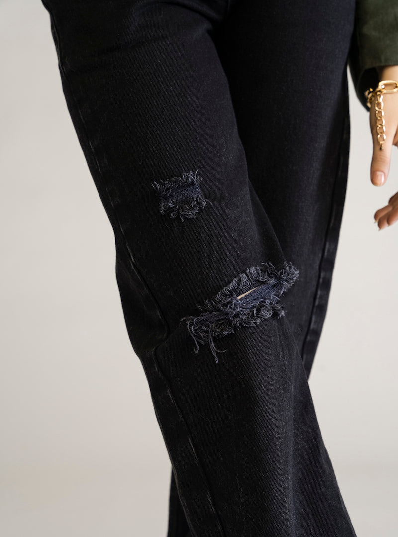 At The End Of The Night Straight Jeans, Negro