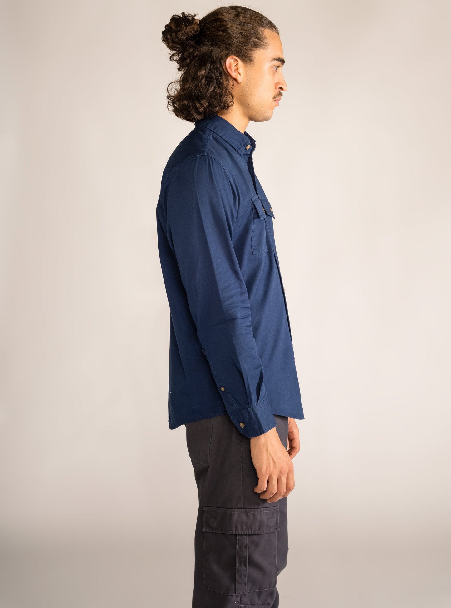 Faded Long Sleeve Shirt, Azul Obscuro