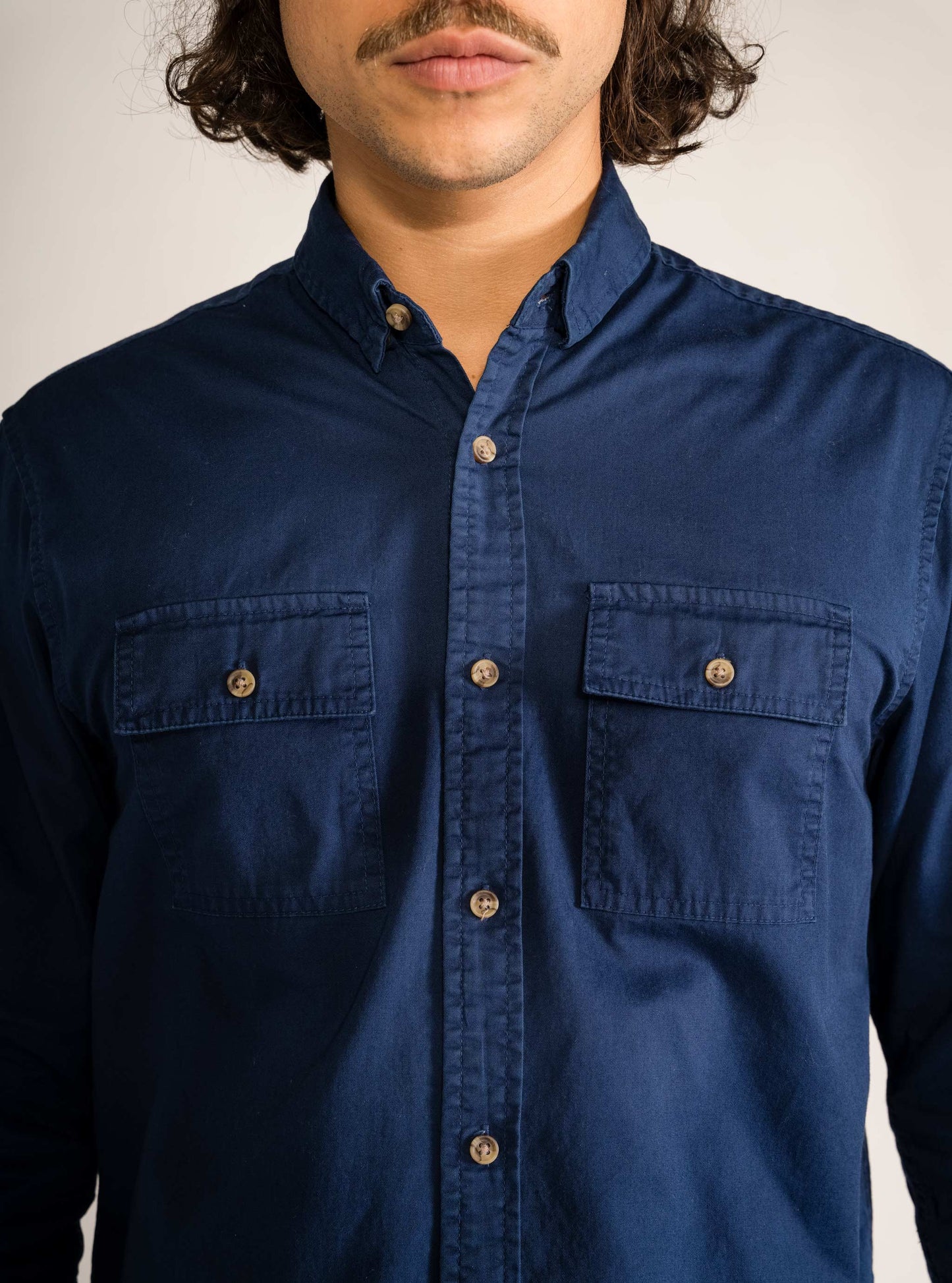 Faded Long Sleeve Shirt, Azul Obscuro