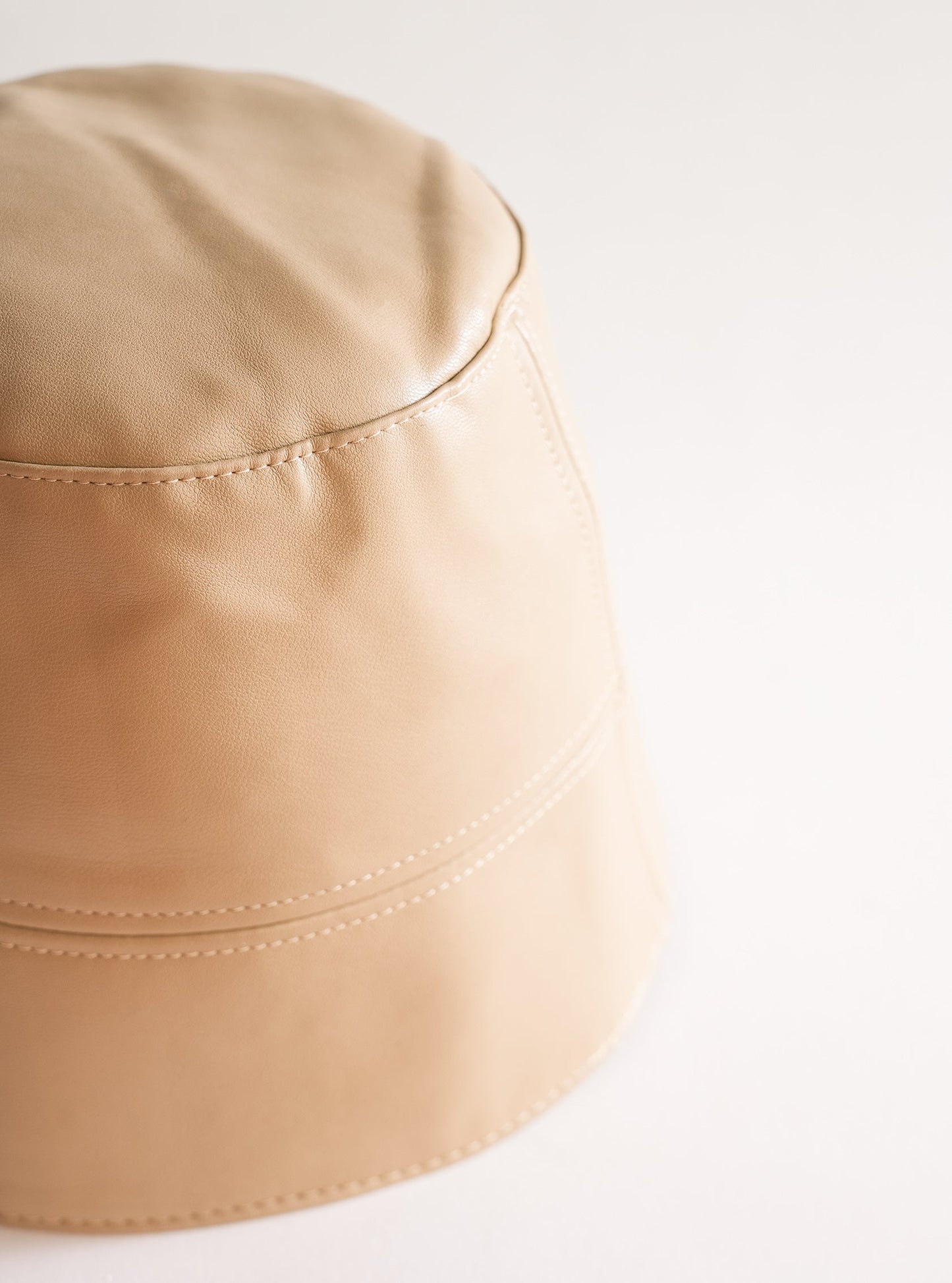 Pleather Bucket Hat, Beige