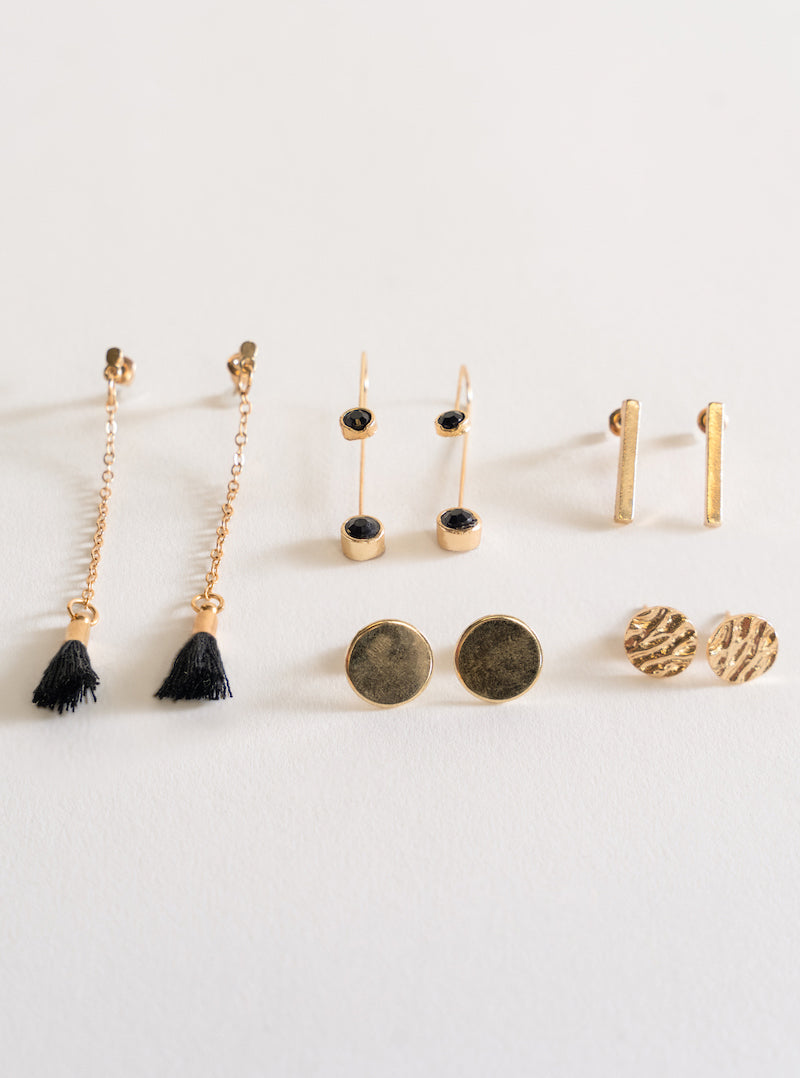 Sassy Me 5 Pack Earrings, Dorado