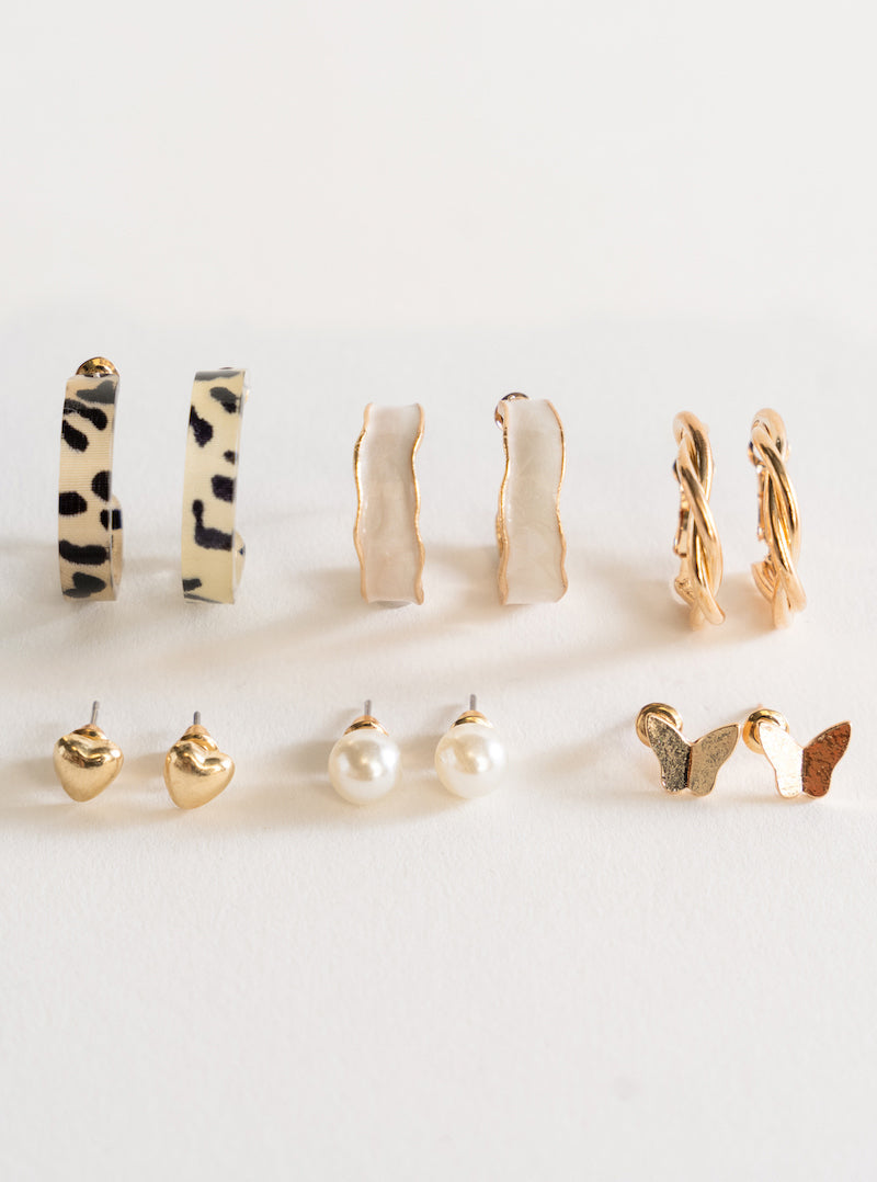 Flawless Days 6 Pack Earrings, Dorado