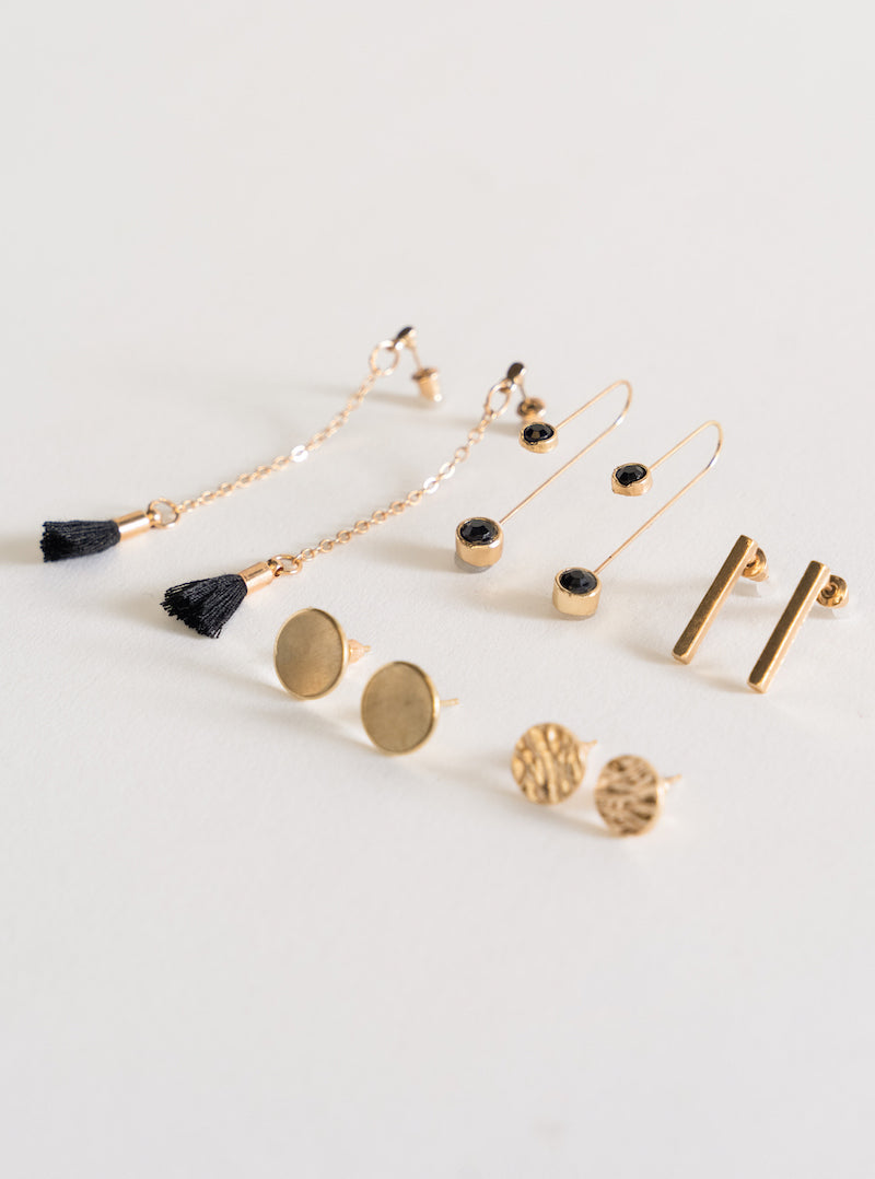 Sassy Me 5 Pack Earrings, Dorado