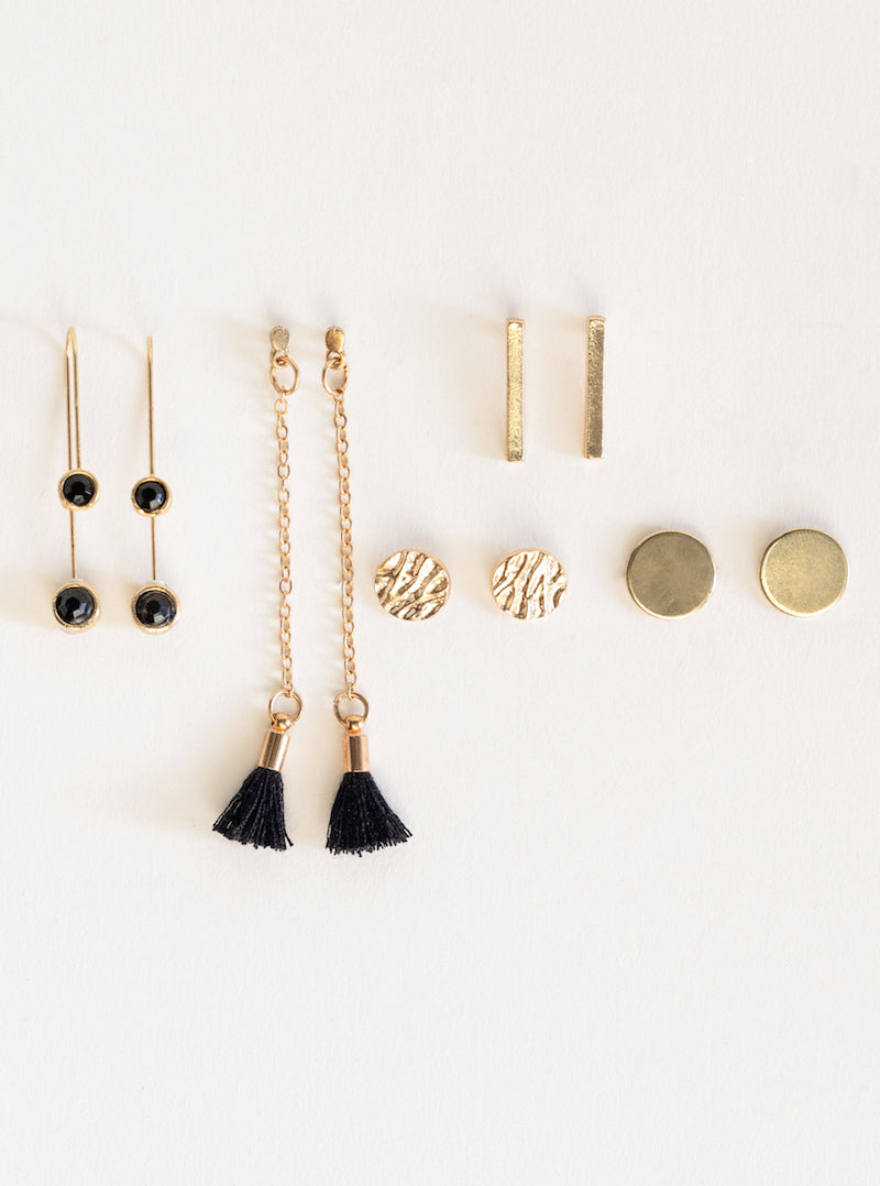 Sassy Me 5 Pack Earrings, Dorado