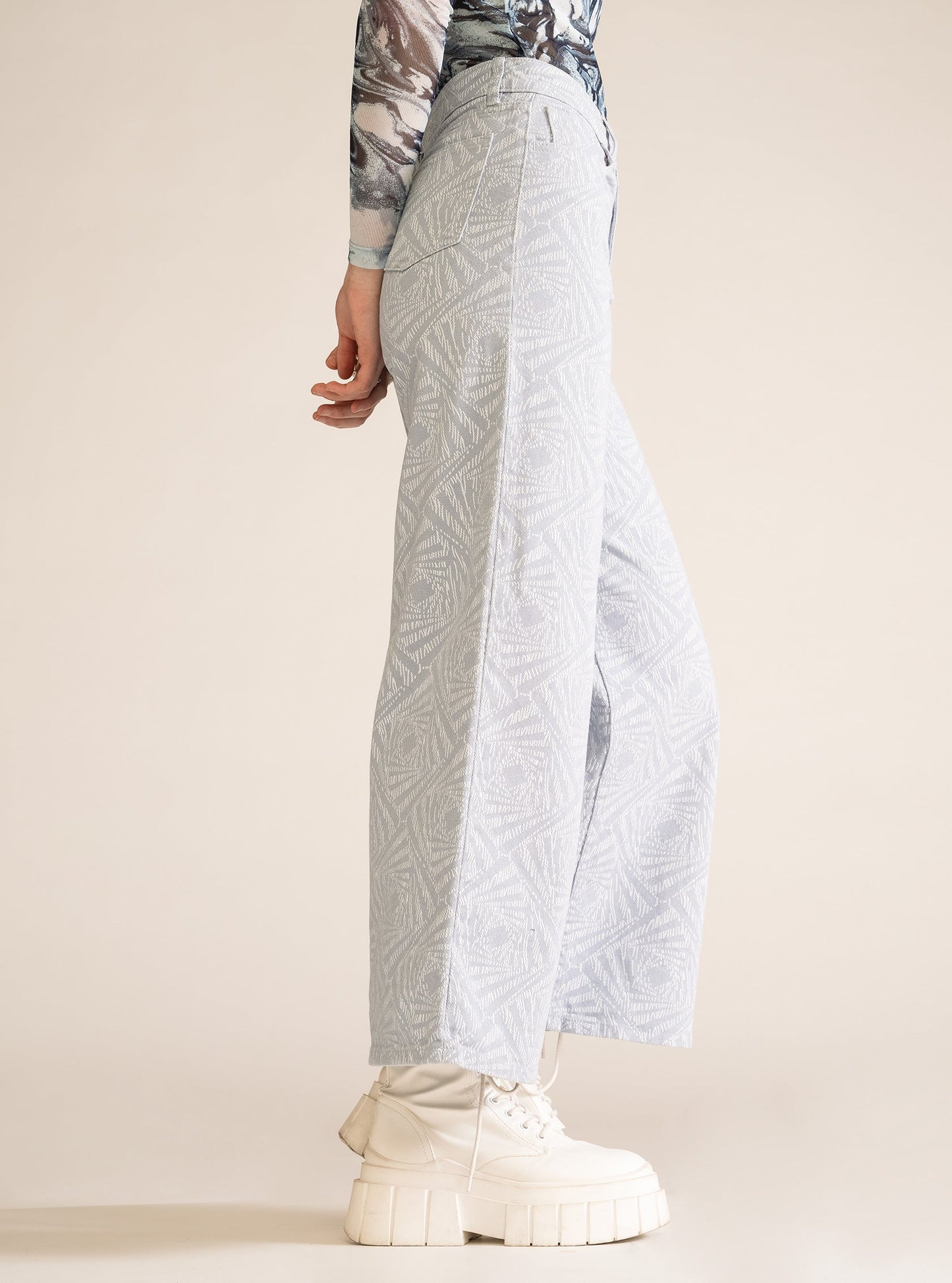 Bleu Ciel Semi Cropped Wide Leg Pants, Celeste
