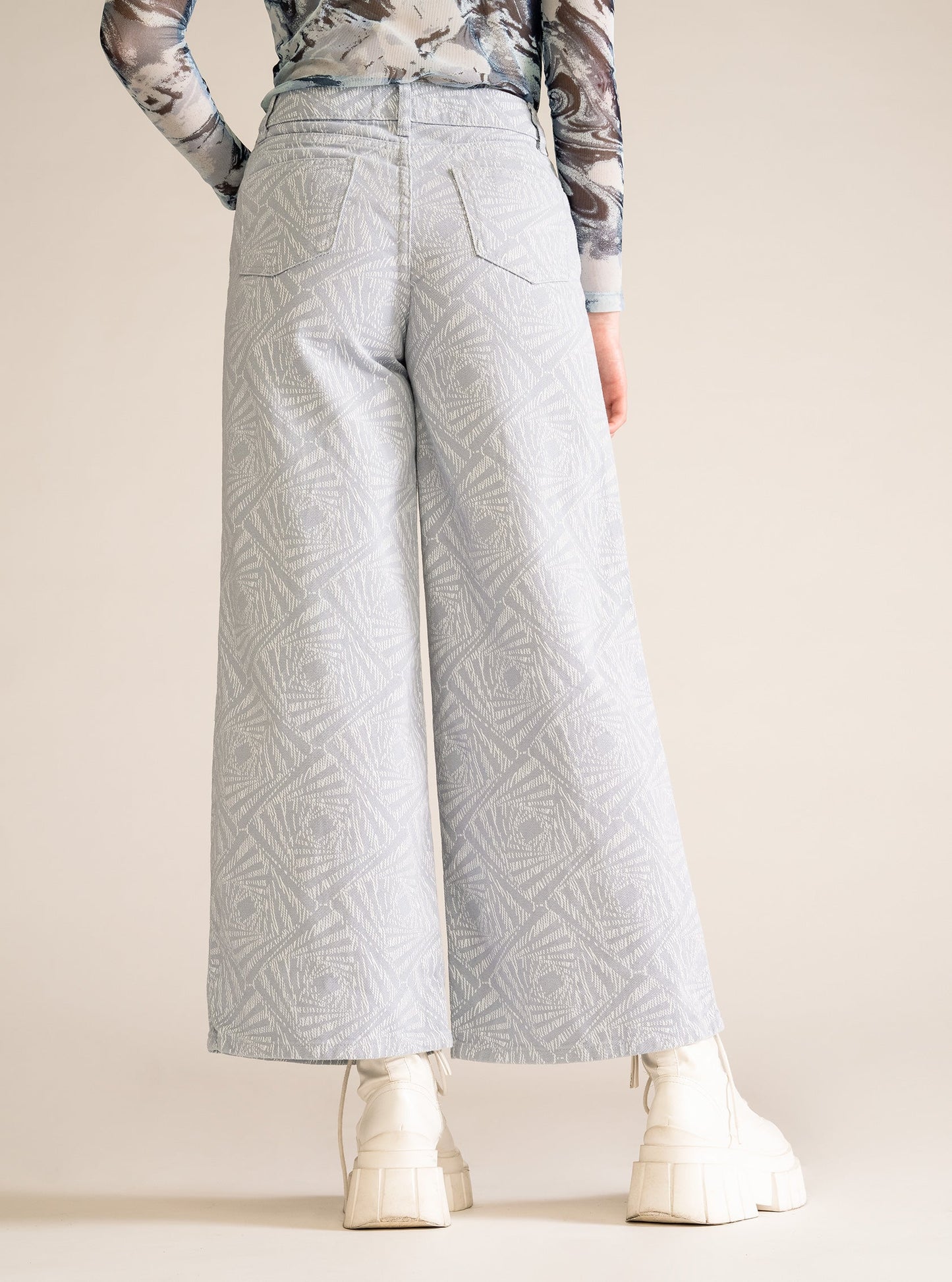Bleu Ciel Semi Cropped Wide Leg Pants, Celeste