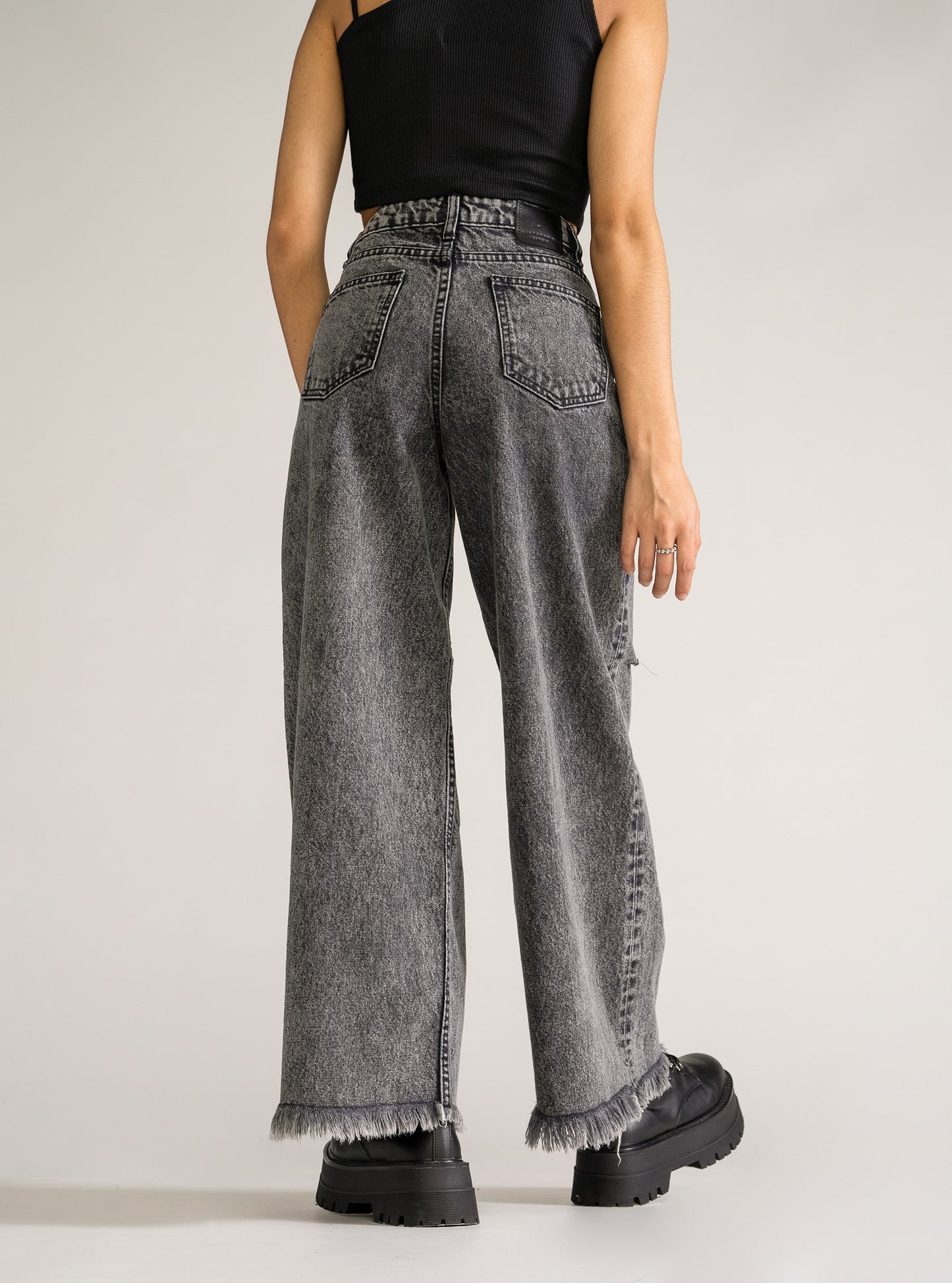 Acid Rain Wide Leg Jeans, Gris Obscuro