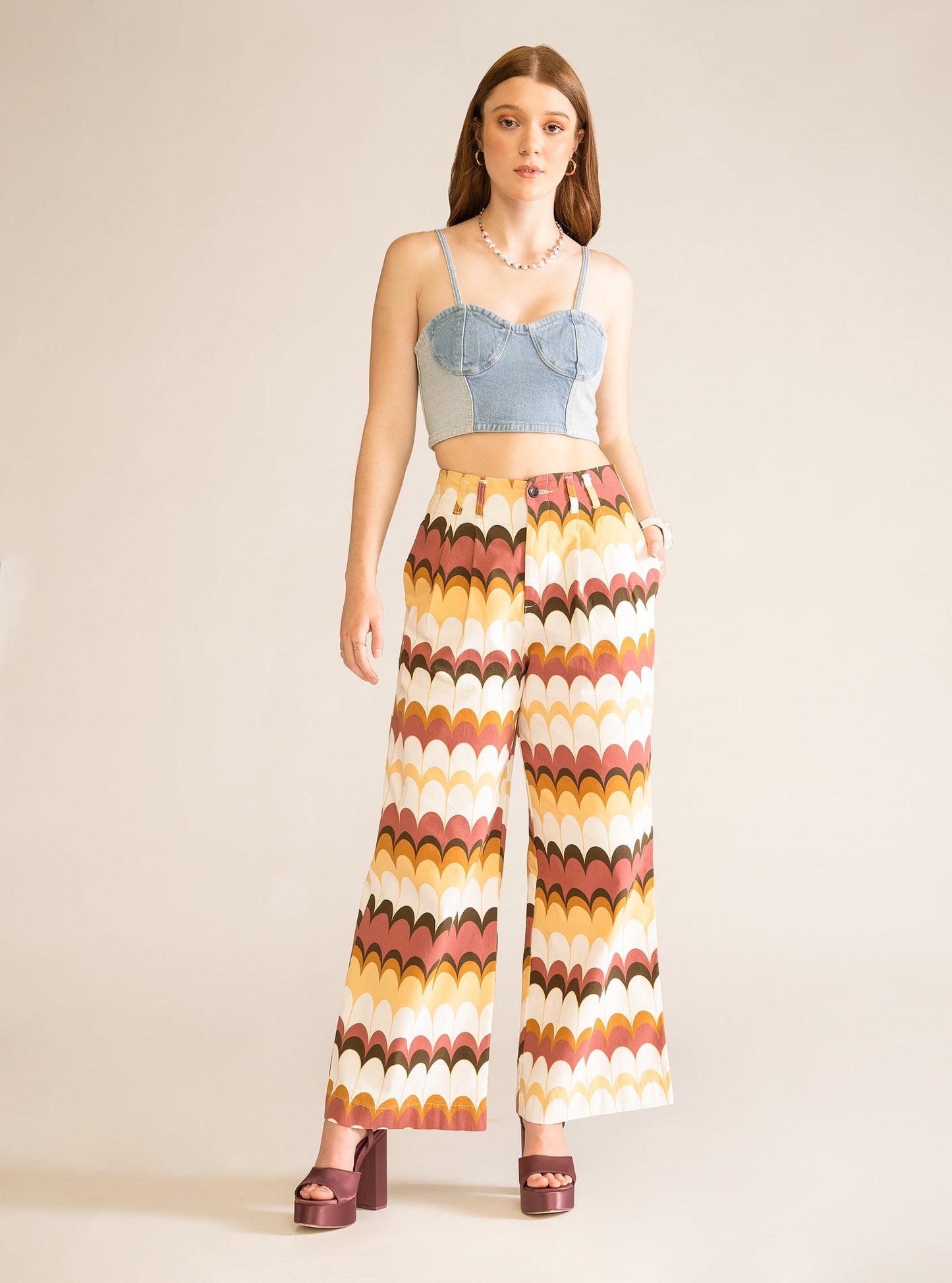 Mermaid Skin Wide Leg Pants, Rosado