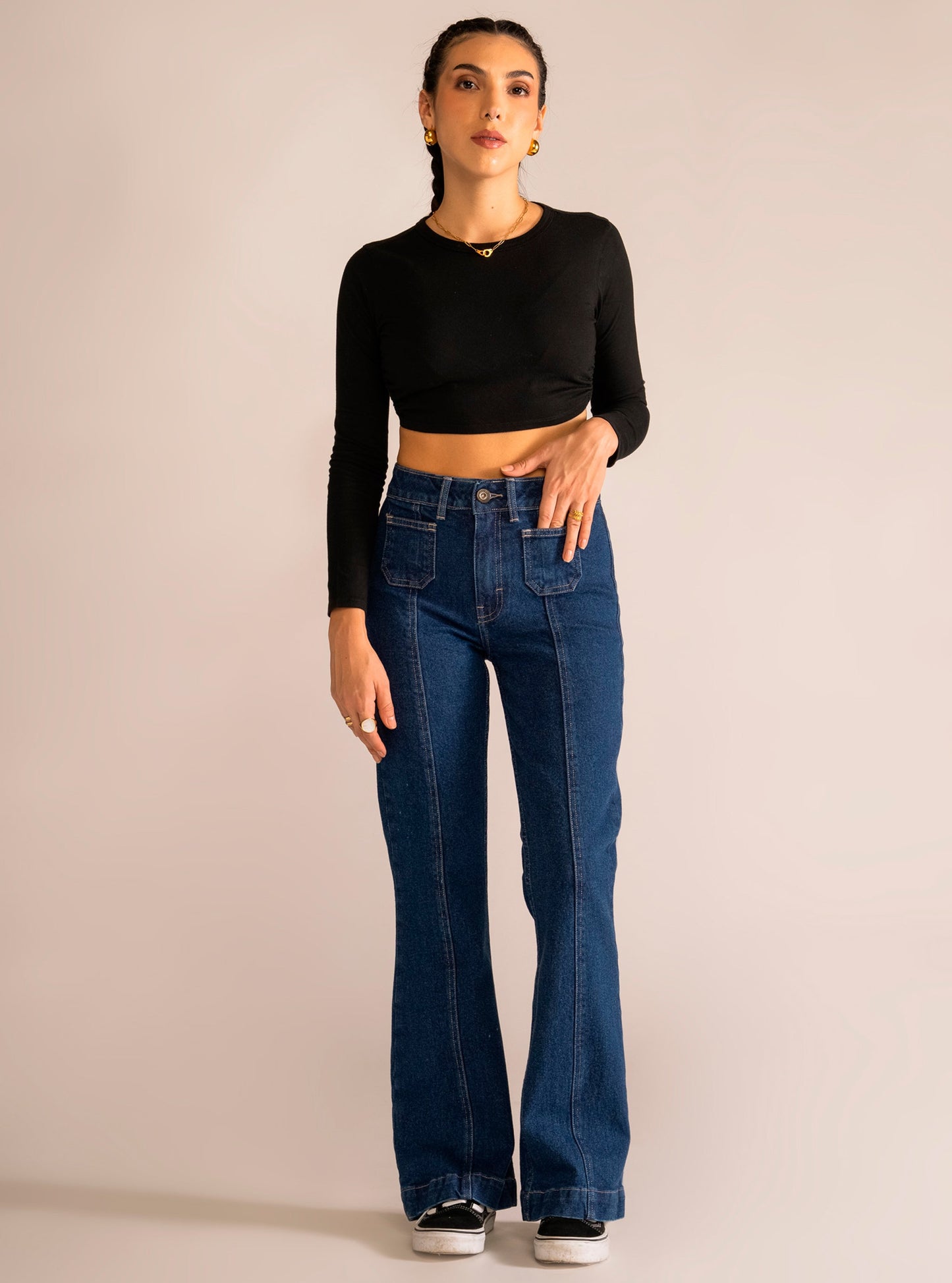 Night Fever Flared Jeans, Azul Marino
