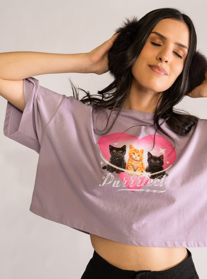 Sweet Life Cropped Playera, Lila