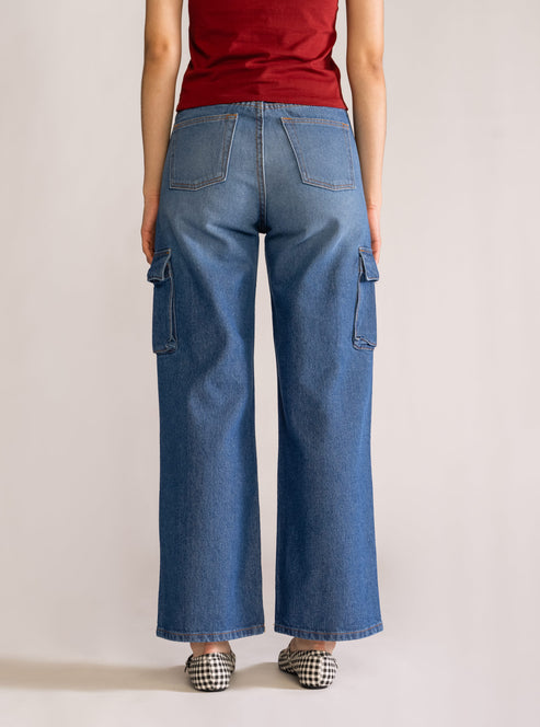 Immaculate Cargo Jeans, Azul Marino