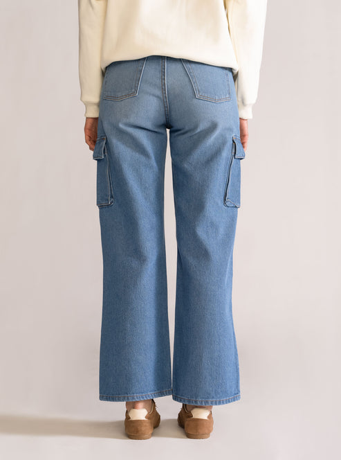 Immaculate Cargo Jeans, Azul Claro