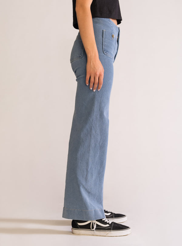 Marine Bell Bottom Jeans, Azul Claro