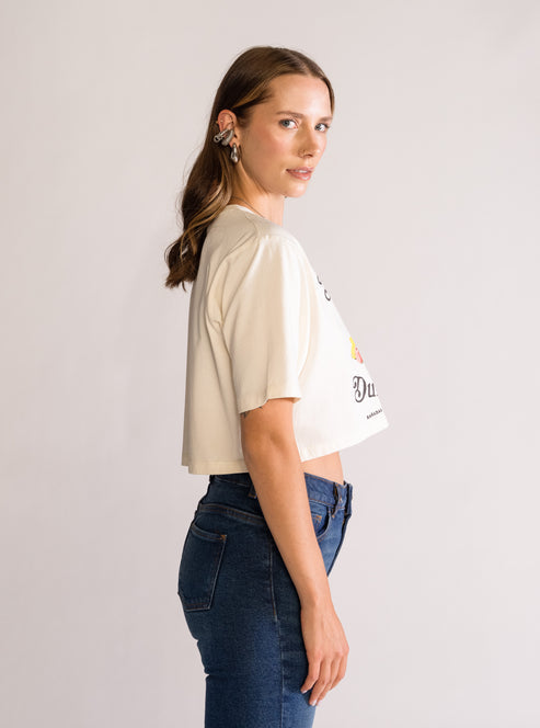 Dulce Vide Cropped Playera, Blanco Hueso