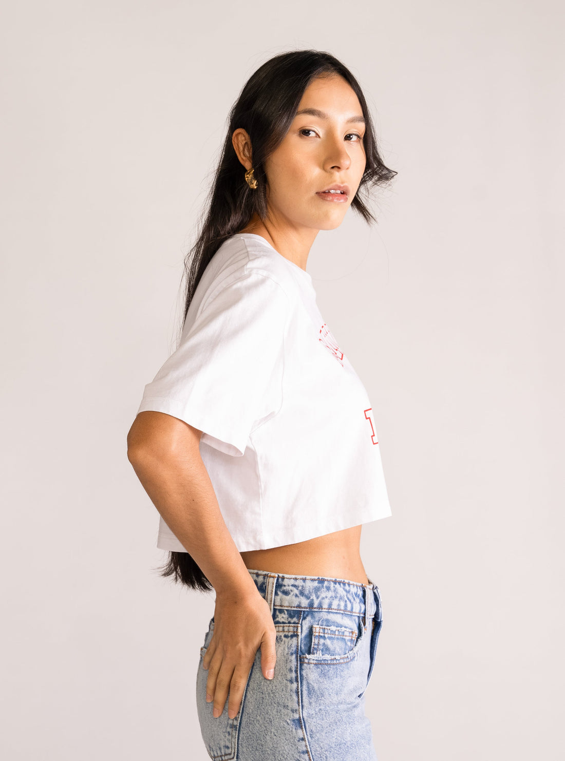 Cannes Cropped Tee, Blanco