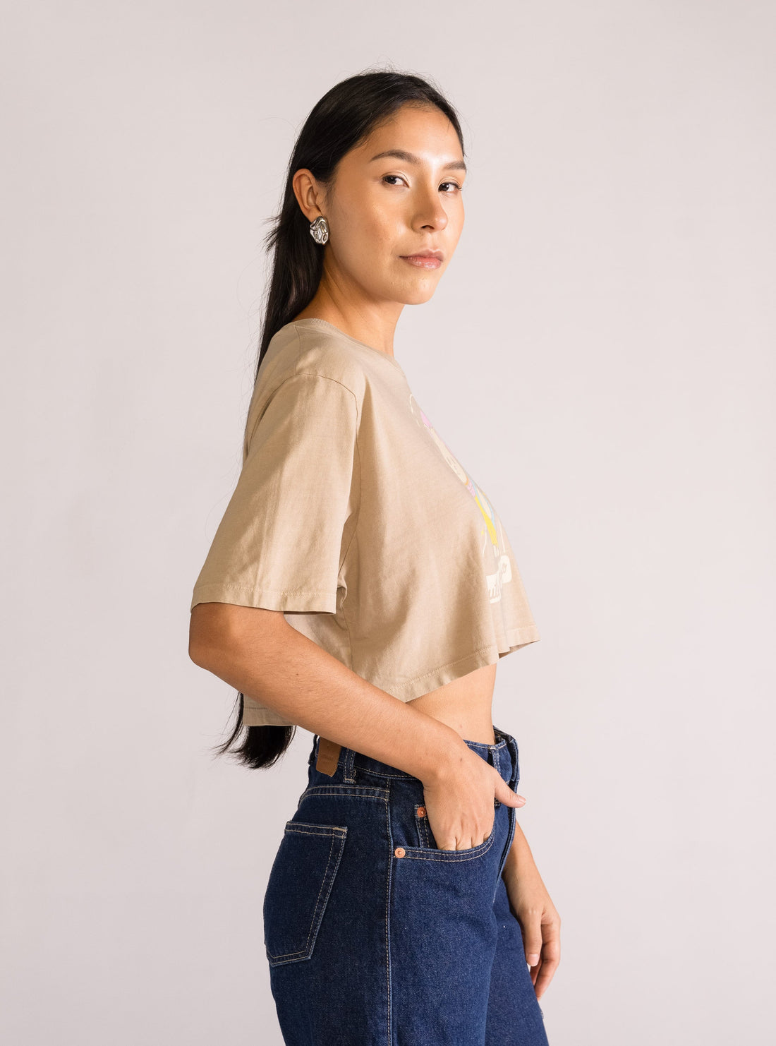 Just A Vessel Cropped Tee, Beige