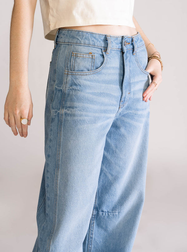 Hella Good Barrel Jeans, Celeste