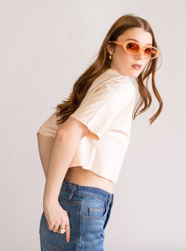 Beauté Cropped Playera, Rosado Claro