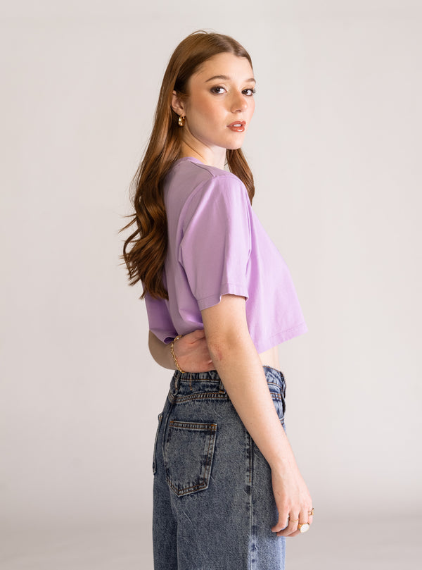 Bunny Bunny Cropped Playera, Lila