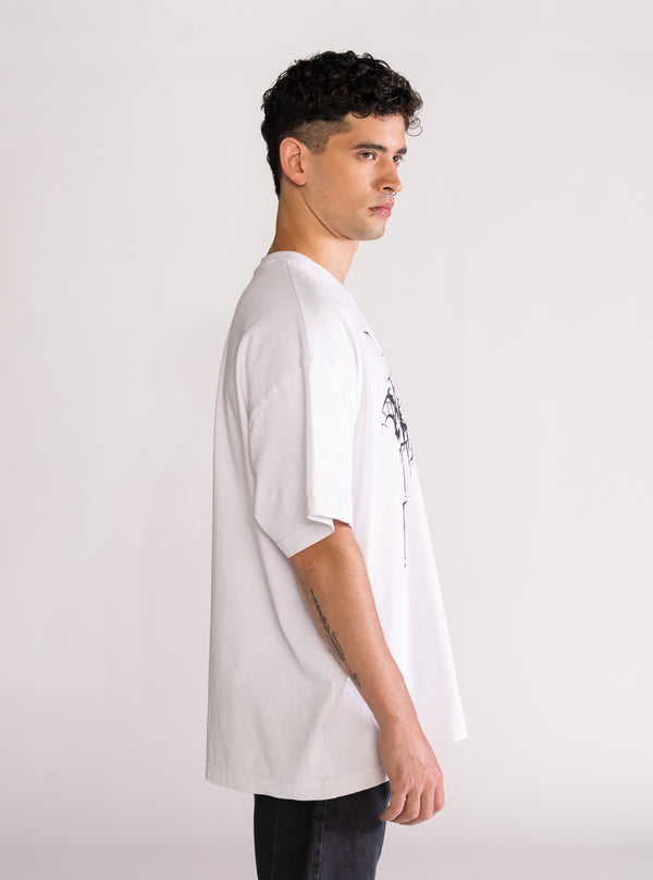 Metal On Playera Oversize, Blanco