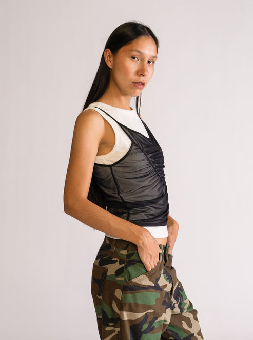 Tank Top Rib & Mesh, Negro